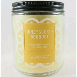 New Bath & Body Works Honeysuckle Bouquet Scented Glass Candle with Lid 7 oz